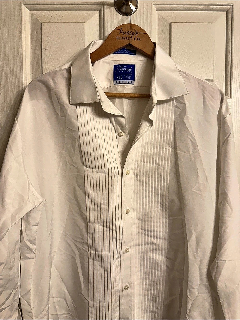 Formal Shirts Men's Pleated Front Dress Shirt XL White